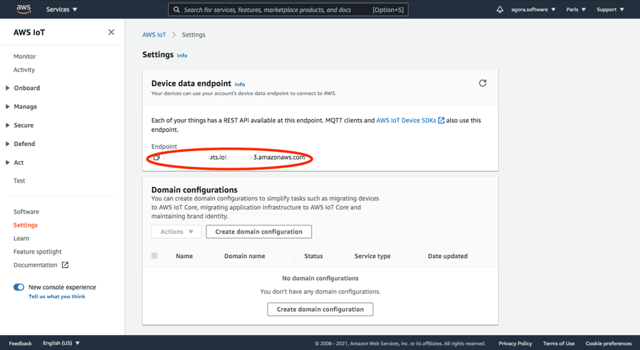 AWS IoT Core : Settings