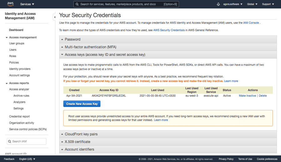 AWS : Access Keys