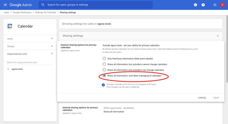 Share all information option